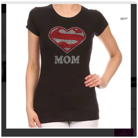 LA HOT Tops - Black Crewneck short sleeve shirt Super mom